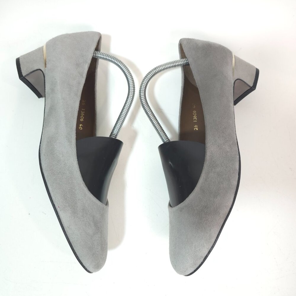 Paco Herrero Suede Low Heel Pumps Gray Slip On Comfort Shoes Womens Size 9 - Picture 2 of 12